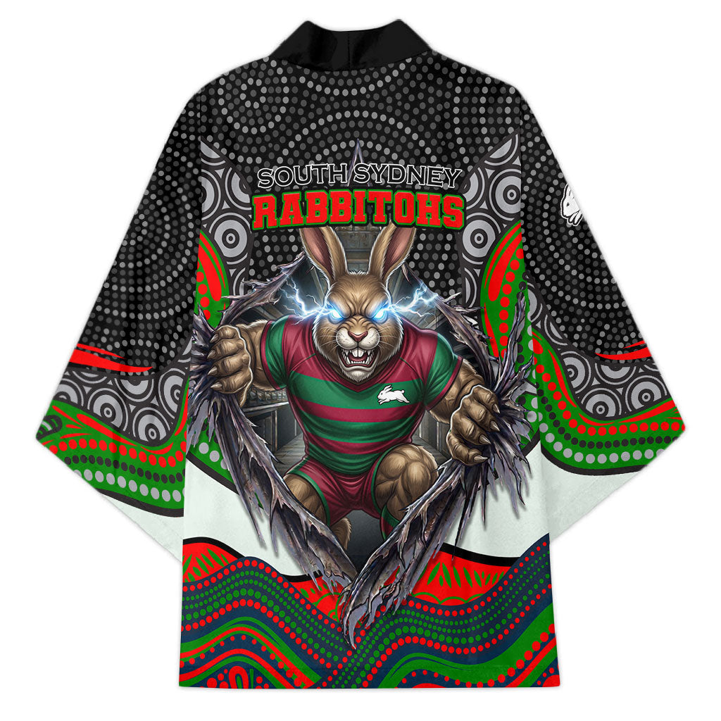 South Sydney Rabbitohs Kimono The Scream of Lightning Eyes - Indigenous Dot Ripping Effect