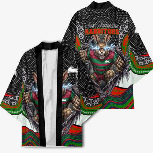 South Sydney Rabbitohs Kimono The Scream of Lightning Eyes - Indigenous Dot Ripping Effect