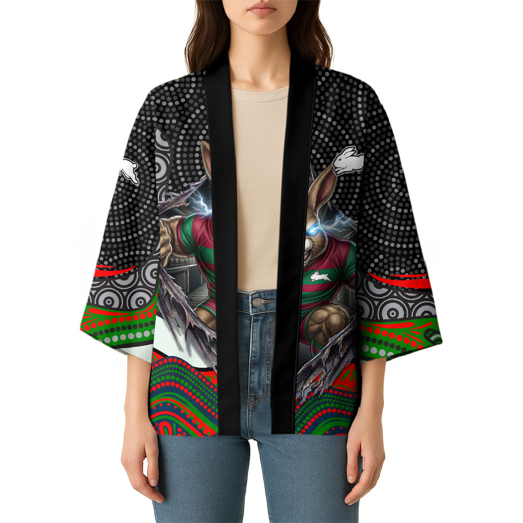 South Sydney Rabbitohs Kimono The Scream of Lightning Eyes - Indigenous Dot Ripping Effect