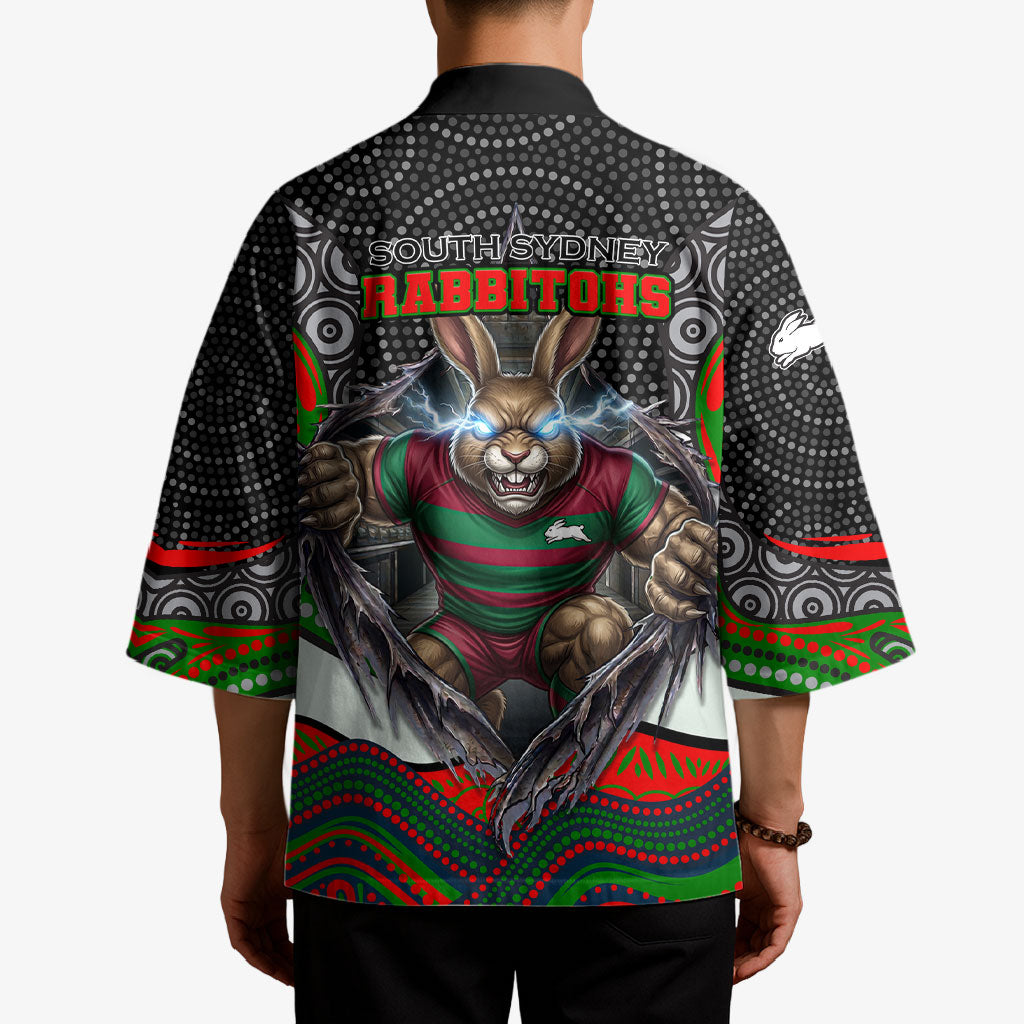 South Sydney Rabbitohs Kimono The Scream of Lightning Eyes - Indigenous Dot Ripping Effect