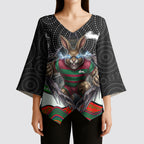 South Sydney Rabbitohs Kimono Sleeve Blouse The Scream of Lightning Eyes - Indigenous Dot Ripping Effect
