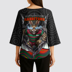 South Sydney Rabbitohs Kimono Sleeve Blouse The Scream of Lightning Eyes - Indigenous Dot Ripping Effect