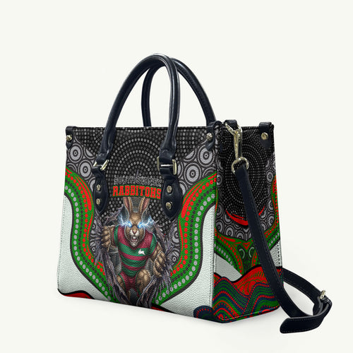 South Sydney Rabbitohs Leather Bag The Scream of Lightning Eyes - Indigenous Dot Ripping Effect
