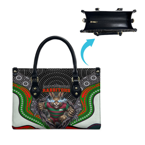 South Sydney Rabbitohs Leather Bag The Scream of Lightning Eyes - Indigenous Dot Ripping Effect