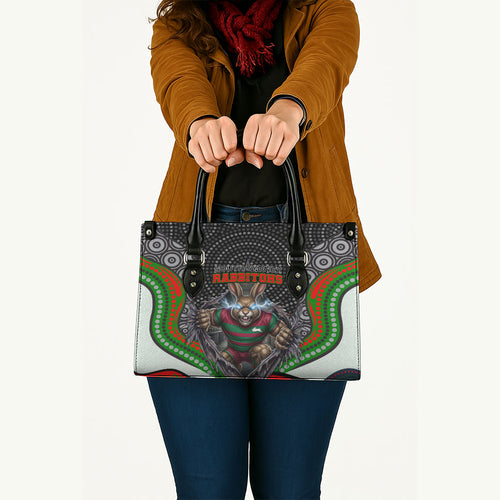 South Sydney Rabbitohs Leather Bag The Scream of Lightning Eyes - Indigenous Dot Ripping Effect