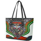 South Sydney Rabbitohs Leather Tote Bag The Scream of Lightning Eyes - Indigenous Dot Ripping Effect