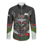 South Sydney Rabbitohs Long Sleeve Button Shirt The Scream of Lightning Eyes - Indigenous Dot Ripping Effect