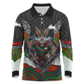 South Sydney Rabbitohs Long Sleeve Polo Shirt The Scream of Lightning Eyes - Indigenous Dot Ripping Effect