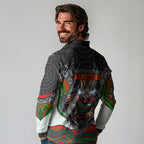 South Sydney Rabbitohs Long Sleeve Polo Shirt The Scream of Lightning Eyes - Indigenous Dot Ripping Effect