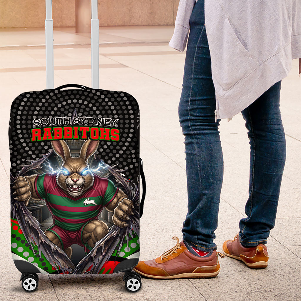 South Sydney Rabbitohs Luggage Cover The Scream of Lightning Eyes - Indigenous Dot Ripping Effect