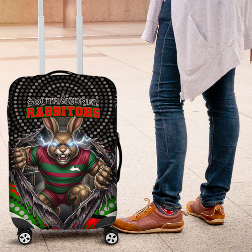 South Sydney Rabbitohs Luggage Cover The Scream of Lightning Eyes - Indigenous Dot Ripping Effect