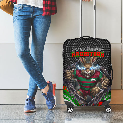South Sydney Rabbitohs Luggage Cover The Scream of Lightning Eyes - Indigenous Dot Ripping Effect