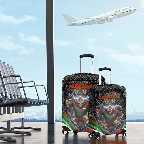 South Sydney Rabbitohs Luggage Cover The Scream of Lightning Eyes - Indigenous Dot Ripping Effect