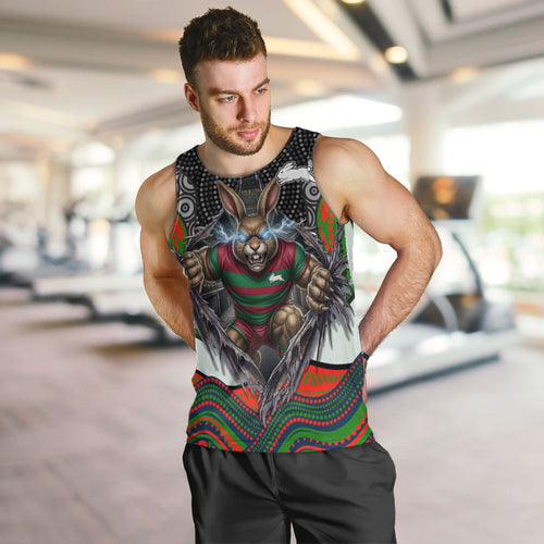 South Sydney Rabbitohs Men Tank Top The Scream of Lightning Eyes - Indigenous Dot Ripping Effect