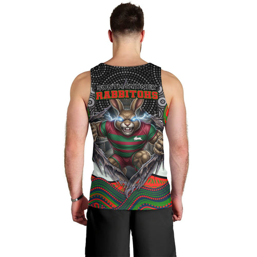 South Sydney Rabbitohs Men Tank Top The Scream of Lightning Eyes - Indigenous Dot Ripping Effect