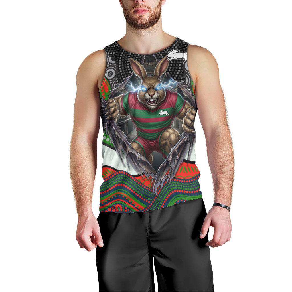 South Sydney Rabbitohs Men Tank Top The Scream of Lightning Eyes - Indigenous Dot Ripping Effect
