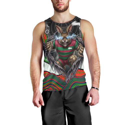 South Sydney Rabbitohs Men Tank Top The Scream of Lightning Eyes - Indigenous Dot Ripping Effect