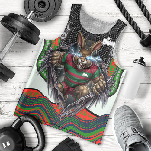 South Sydney Rabbitohs Men Tank Top The Scream of Lightning Eyes - Indigenous Dot Ripping Effect