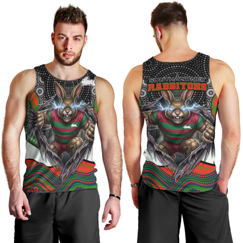 South Sydney Rabbitohs Men Tank Top The Scream of Lightning Eyes - Indigenous Dot Ripping Effect