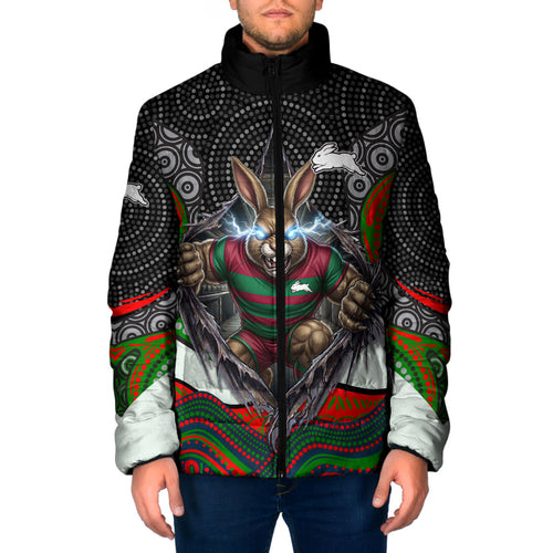 South Sydney Rabbitohs Padded Jacket The Scream of Lightning Eyes - Indigenous Dot Ripping Effect
