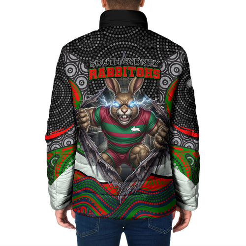 South Sydney Rabbitohs Padded Jacket The Scream of Lightning Eyes - Indigenous Dot Ripping Effect