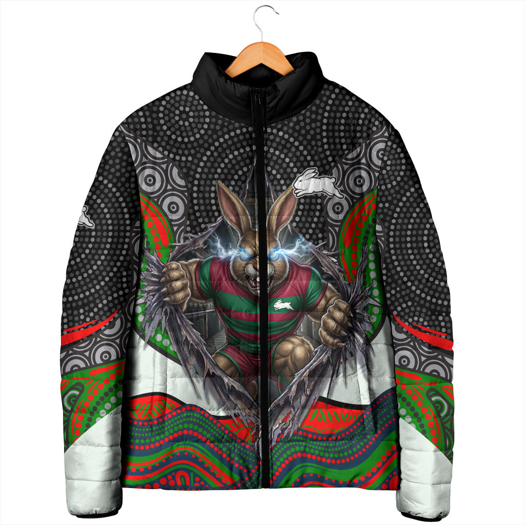 South Sydney Rabbitohs Padded Jacket The Scream of Lightning Eyes - Indigenous Dot Ripping Effect