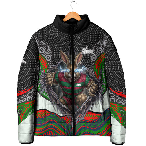 South Sydney Rabbitohs Padded Jacket The Scream of Lightning Eyes - Indigenous Dot Ripping Effect