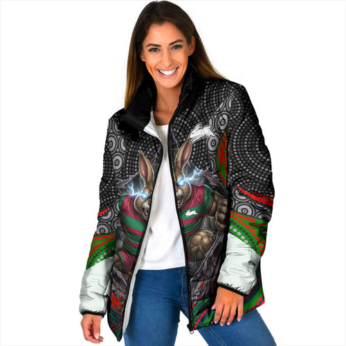 South Sydney Rabbitohs Padded Jacket The Scream of Lightning Eyes - Indigenous Dot Ripping Effect