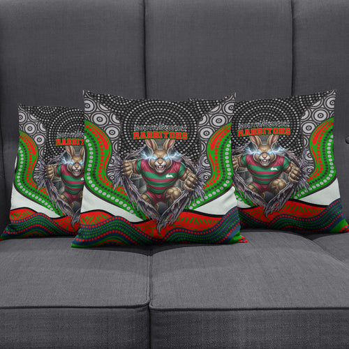 South Sydney Rabbitohs Pillow Cover The Scream of Lightning Eyes - Indigenous Dot Ripping Effect