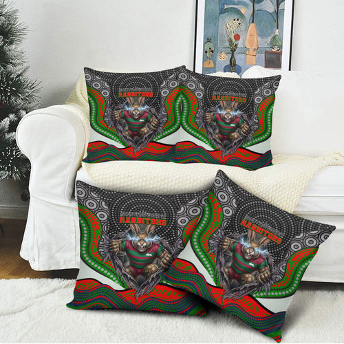 South Sydney Rabbitohs Pillow Cover The Scream of Lightning Eyes - Indigenous Dot Ripping Effect