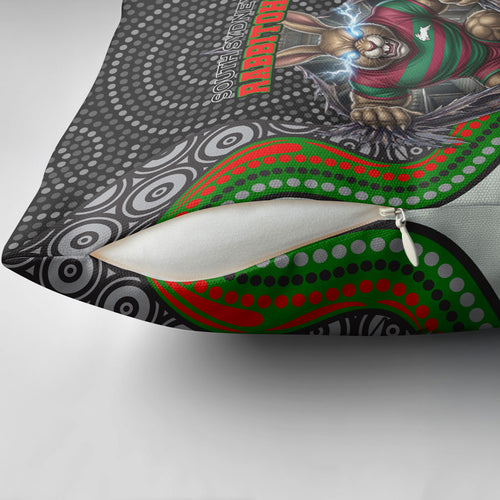 South Sydney Rabbitohs Pillow Cover The Scream of Lightning Eyes - Indigenous Dot Ripping Effect