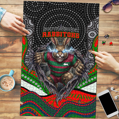 South Sydney Rabbitohs Puzzle The Scream of Lightning Eyes - Indigenous Dot Ripping Effect