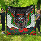 South Sydney Rabbitohs Quilt The Scream of Lightning Eyes - Indigenous Dot Ripping Effect