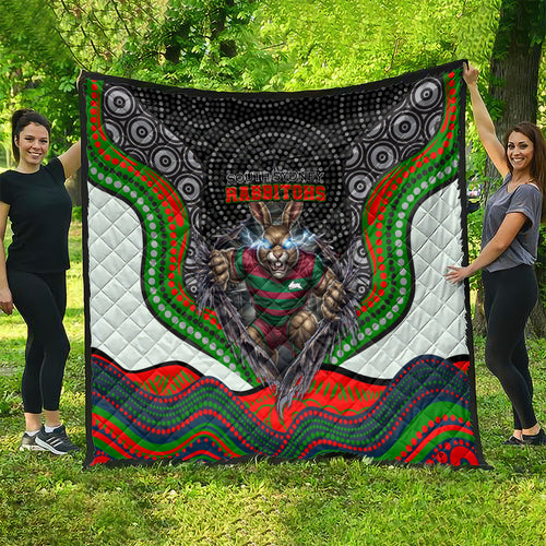 South Sydney Rabbitohs Quilt The Scream of Lightning Eyes - Indigenous Dot Ripping Effect