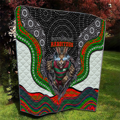 South Sydney Rabbitohs Quilt The Scream of Lightning Eyes - Indigenous Dot Ripping Effect