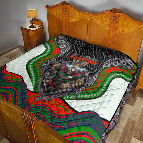 South Sydney Rabbitohs Quilt The Scream of Lightning Eyes - Indigenous Dot Ripping Effect