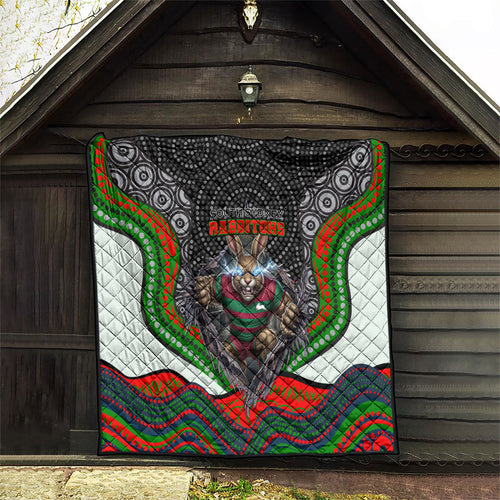 South Sydney Rabbitohs Quilt The Scream of Lightning Eyes - Indigenous Dot Ripping Effect