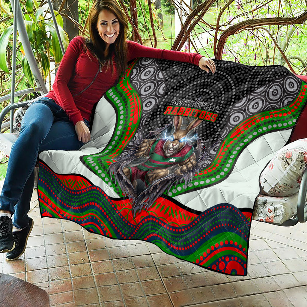 South Sydney Rabbitohs Quilt The Scream of Lightning Eyes - Indigenous Dot Ripping Effect