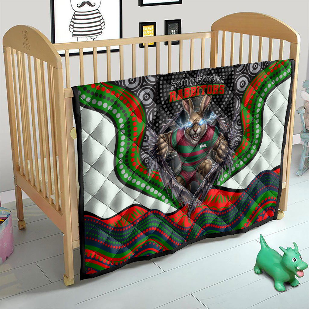 South Sydney Rabbitohs Quilt The Scream of Lightning Eyes - Indigenous Dot Ripping Effect