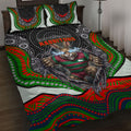 South Sydney Rabbitohs Quilt Bed Set The Scream of Lightning Eyes - Indigenous Dot Ripping Effect