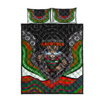 South Sydney Rabbitohs Quilt Bed Set The Scream of Lightning Eyes - Indigenous Dot Ripping Effect