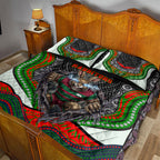 South Sydney Rabbitohs Quilt Bed Set The Scream of Lightning Eyes - Indigenous Dot Ripping Effect