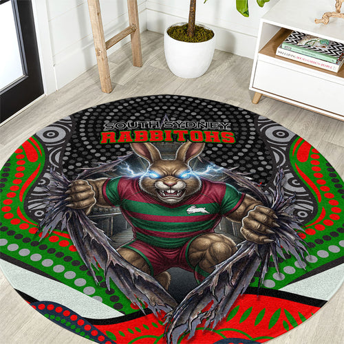 South Sydney Rabbitohs Round Carpet The Scream of Lightning Eyes - Indigenous Dot Ripping Effect