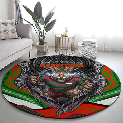South Sydney Rabbitohs Round Carpet The Scream of Lightning Eyes - Indigenous Dot Ripping Effect