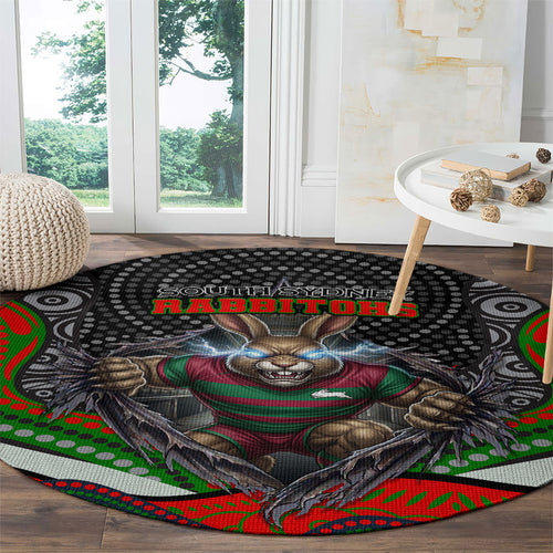 South Sydney Rabbitohs Round Carpet The Scream of Lightning Eyes - Indigenous Dot Ripping Effect