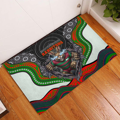 South Sydney Rabbitohs Rubber Doormat The Scream of Lightning Eyes - Indigenous Dot Ripping Effect