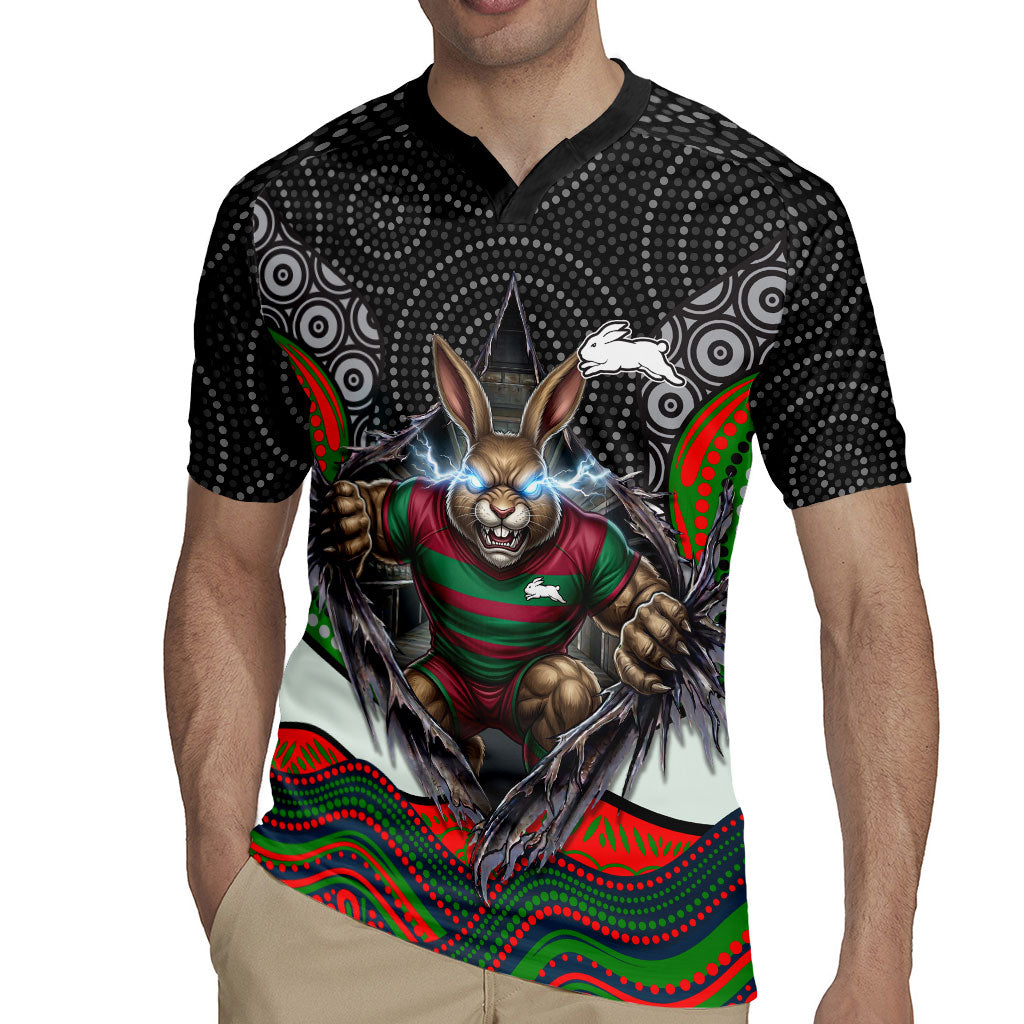 South Sydney Rabbitohs Rugby Jersey The Scream of Lightning Eyes - Indigenous Dot Ripping Effect