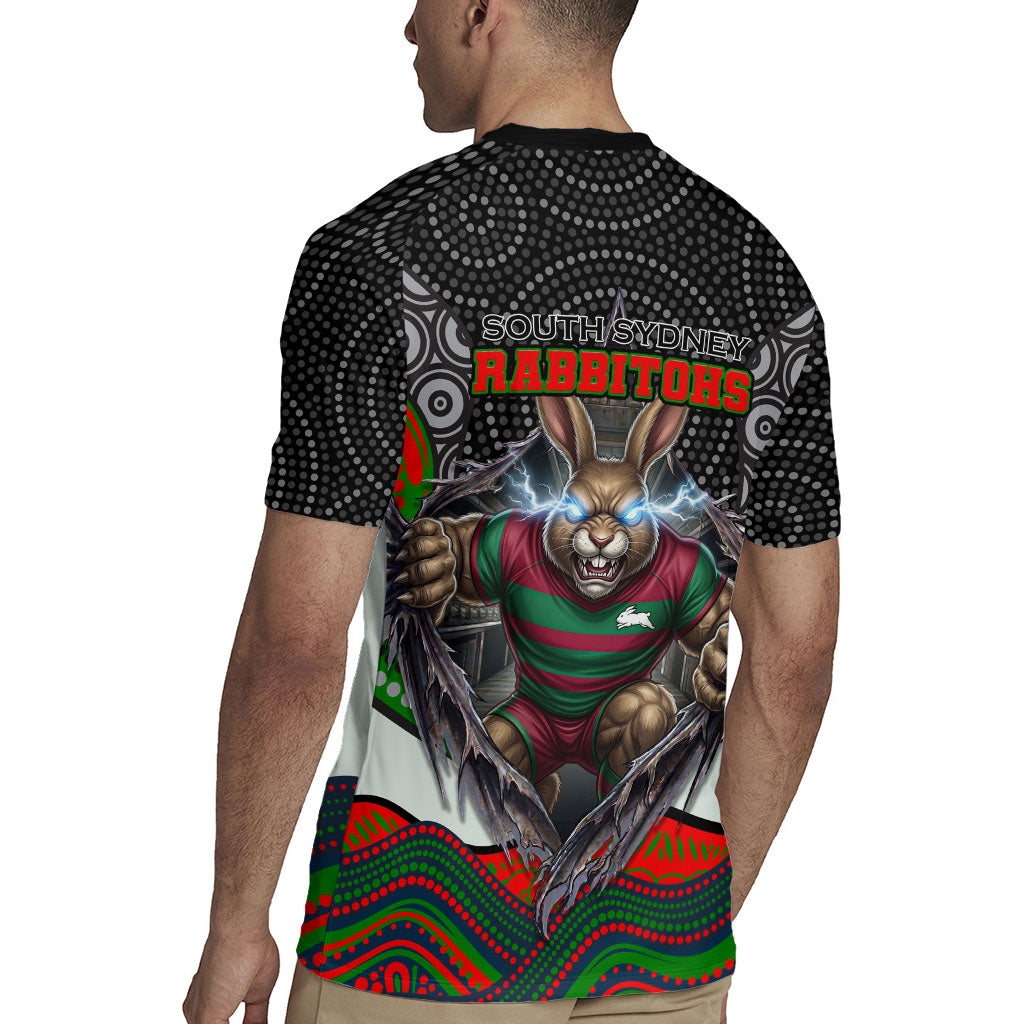South Sydney Rabbitohs Rugby Jersey The Scream of Lightning Eyes - Indigenous Dot Ripping Effect