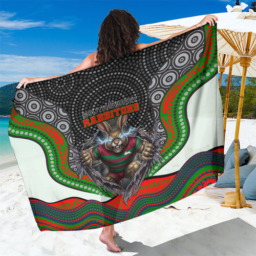 South Sydney Rabbitohs Sarong The Scream of Lightning Eyes - Indigenous Dot Ripping Effect