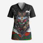 South Sydney Rabbitohs Scrub Top The Scream of Lightning Eyes - Indigenous Dot Ripping Effect